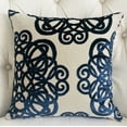 thumbnail image 2 of Plutus Serendepity Navy and Taupe Handmade Luxury Pillow - Double sided 24" x 24", 2 of 3