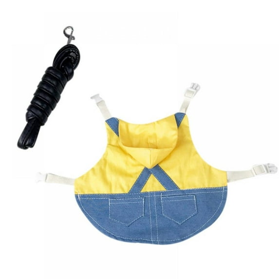 S-L Small Pet Clothes Leash Set Hoodie Strap Jeans Guinea Pig Lop-eared Rabbit Hamster Leash Outdoor Red L
