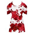 thumbnail image 4 of Lovskoo Off Shoulder Tops for Women Summer Tops Loose Fit Dressy Classic Short Sleeve Floral Printed Crewneck Tops T-Shirt Blouse Red, 4 of 5