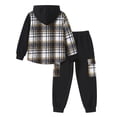 thumbnail image 3 of PureChapter Boys Clothing Sets Plaid Color Block Hooded Button Jacket & Jogger Pants 2-Piece Casual Outfits for Kids 7-15 Years, 3 of 7