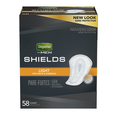 Depend Incontinence Shields for Men, Light Absorbency, 58 (Best Male Incontinence Products)