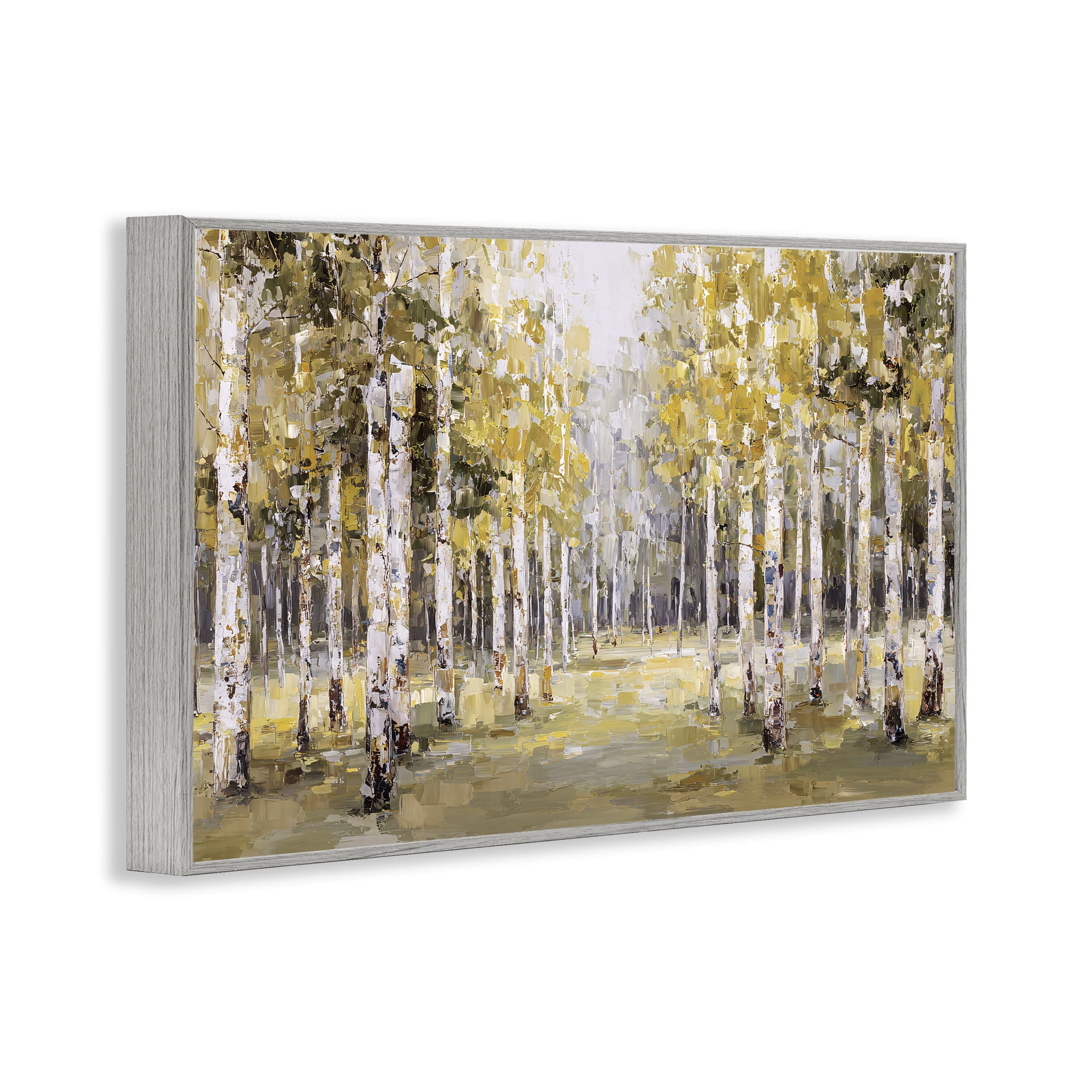 Stupell Industries Impressionist Birch Trees & Fall Leaves Gray Framed Giclee Art, design by Jacky Ngan