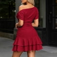 thumbnail image 5 of YuXingFu Spring Wedding Guest Dress Maxi Short Sleeve Plus Size Womens Dress Crew Neck for Spring Long Casual Summer Red XXL, 5 of 6