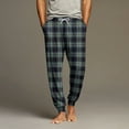 thumbnail image 2 of Wutalume Men's Casual Pants with Drawstring Waistband, Cuffed Legs, and Pockets, Featuring a Plaid Checkered Pattern, Great for Home Use, Sleeping,Dark Green 2XL, 2 of 7