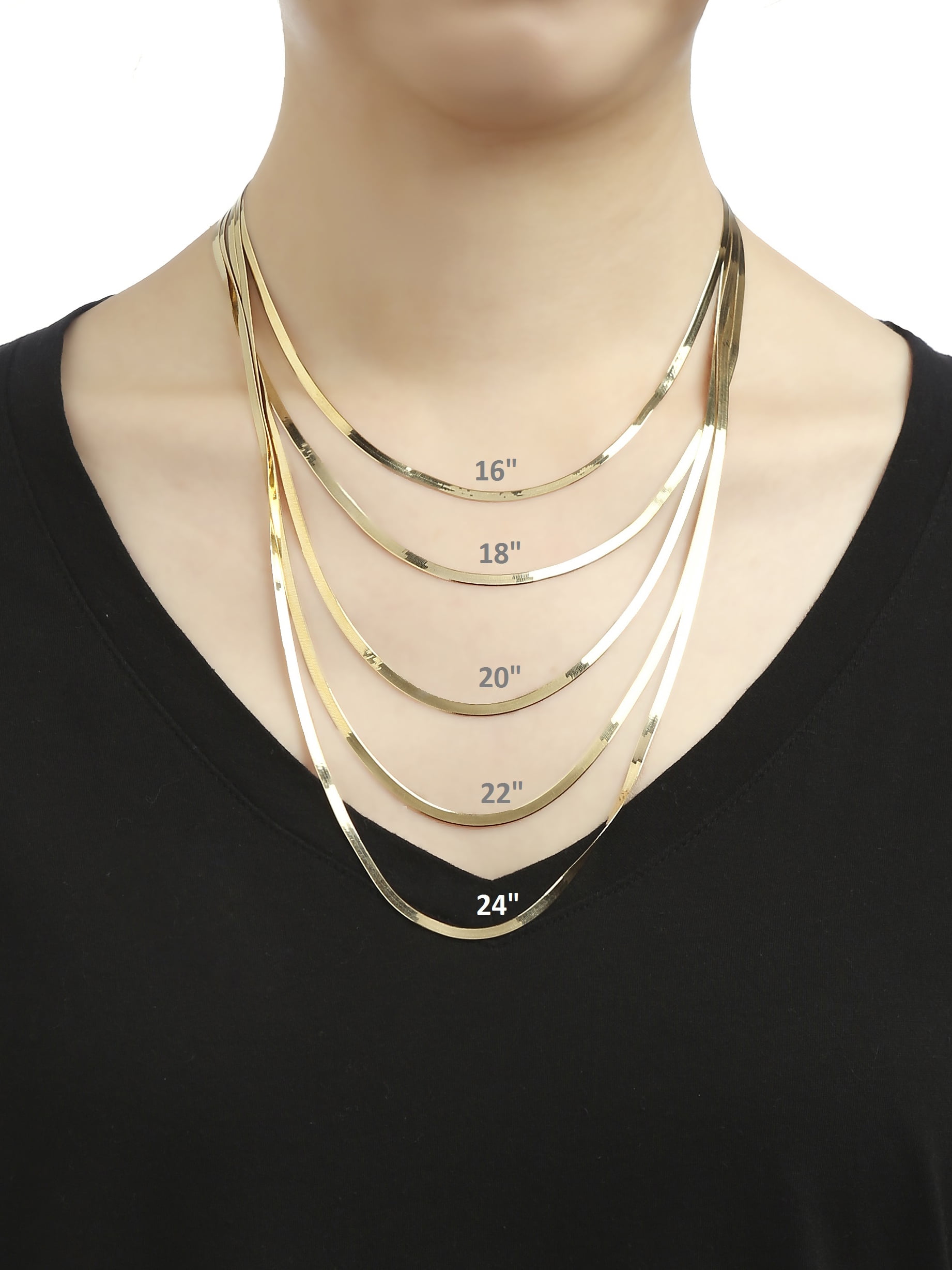 10k Yellow Gold Super Flexible Silky Herringbone Chain Necklace
