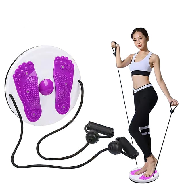 Riforla Waist Twisting Disc Massage Waist Twisting Board with Pull Rope Engineering Exercise Equipment Twisters Boards with Massage Foot Sole for Waist Purple