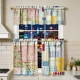 thumbnail image 4 of Boho Stripe Kitchen Curtains and Valance Set Linen Tier Curtains for Cafe Living Room Bathroom Window Treatments Rod Pocket 3 Pieces Set, H, 4 of 7