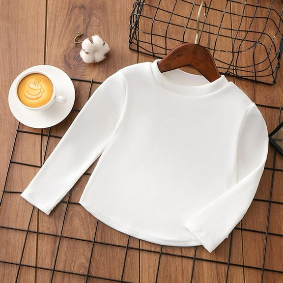 Kids Thermal Shirt Boys White Long Sleeve Shirt Boys Turtleneck Casual Basic Tees Fall Tops Boys Tops 5-6 Years