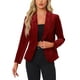 thumbnail image 1 of BLAZER DE VELVET PARA MUJER CHIC INSPIRADOR COLOR SÓLIDO CON SOLAPA Y UN BOTÓN CHAQUETA DE TRAJE PARA TRABAJAR XL ROJO, 1 of 6
