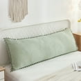 thumbnail image 1 of Move Over Sage Green Body Pillow Cover 20x54 inches Boho Chic Pom Poms Fringe Pattern Body Pillowcase 100% Washed Microfiber, 1 of 8