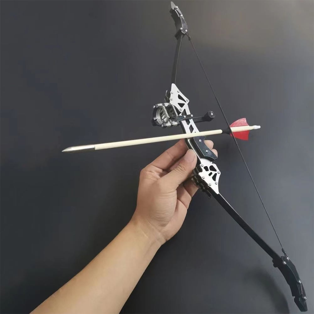 SNOWEAGLE 18.7-inch Bow And Arrow,Stainless Steel Mini Bow , Arrow Mini Reverse Bow, Mini Composite Bow, Metal Bow, Indoor Competitive Shooting Sports Shooting