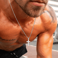 thumbnail image 3 of Lordluxury Cross Necklaces for Men Male Gifts Jewelry, Anti Allergy 14K White Gold Plain Cross Pendant with Rope Chain B228, 3 of 6
