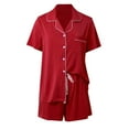 thumbnail image 4 of RMGVDSD Womens Pajamas Set 2 Piece Short Sleeve Sleepwear Button Down Top And Shorts Nightwear Loungewear Sets Soft Comfy Pajama Home Wear XL, 4 of 5