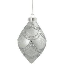 Northlight 5" Silver Glitter Cosmoid Finial Glass Christmas Ornament
