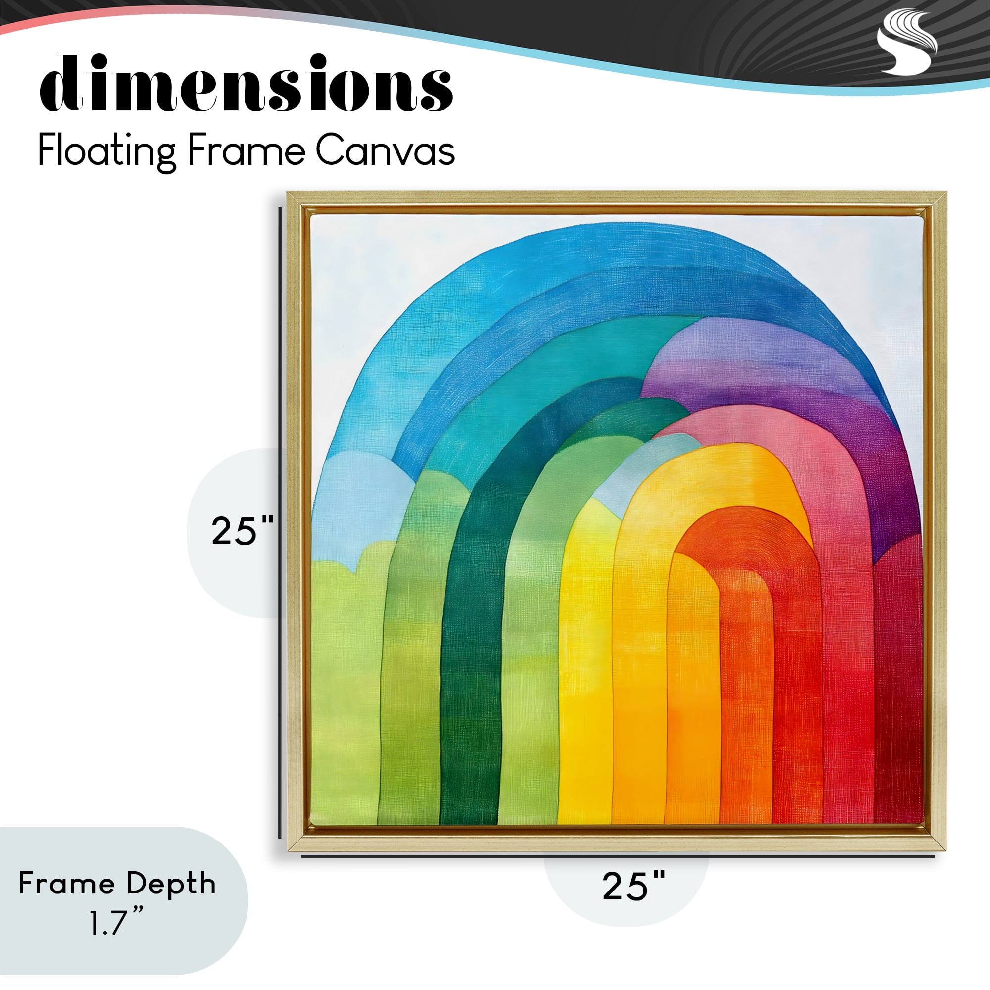 Stupell Industries Vibrant Rainbow Arch Abstraction Gold Framed Floater Canvas Wall Art, design by Creative Studio