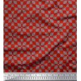 thumbnail image 1 of Soimoi Red Cotton Voile Fabric Square & Triangle Geometric Decor Fabric Printed Yard 56 Inch Wide, 1 of 1