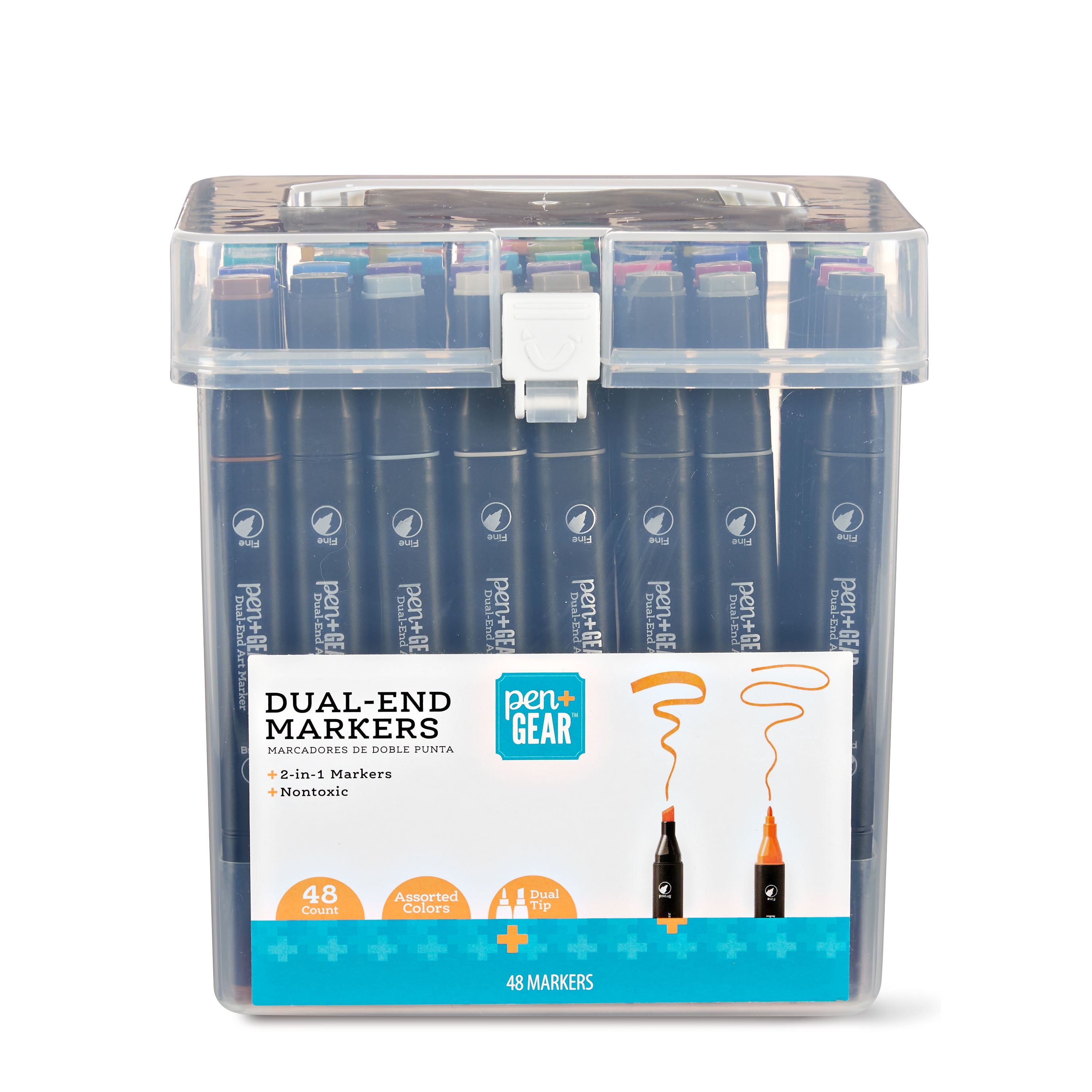 Pen+Gear DualEnd Art Markers, Fine & Chisel Tip, 48 Assorted Colors