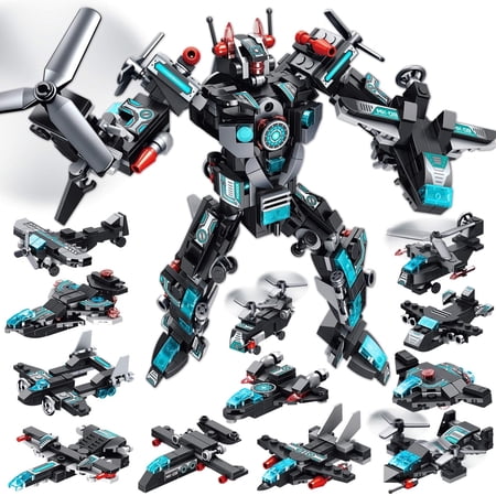 WIDELAND 25-in-1 Transforming Robot Building Blocks Set Compatible with Lego， Cool STEM Science Educational Construction Set, Ideal Birthday Gift for boys 6-14