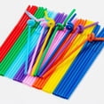 thumbnail image 3 of Pajitas De Plástico Para Beber Pajitas Para Beber Jugo 50 Piezas Pajitas De Color Pajitas De Arte Plástico Pajitas Para Beber Jugo De Codo Largo ANGGREK Drinking Straws, 3 of 3