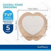 LotFancy Silicone Foam Dressing, 7x 7, 5 Ct, Bordered Waterproof Sacral Wound Dressing