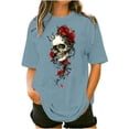 thumbnail image 2 of Inverlee Women's Plus Size Tunic Tees Trendy Gothic Floral Print Short Sleeve Tshirts Casual Loose Fit Crewneck Tunic Tops, 2 of 5