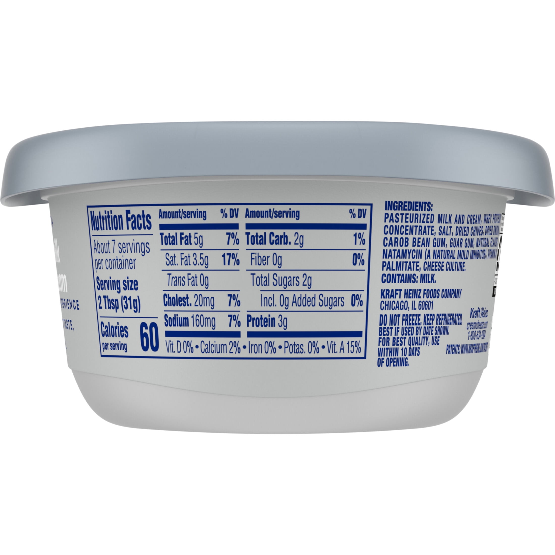 Philadelphia Flavored Cream Cheese Spread, 1 Tub, for Smooth, Spreadable Mornings, Chive & Onion, No Artificial Preservatives, Flavors or Dyes, 7.5 oz