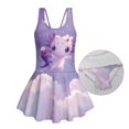 thumbnail image 6 of Uourmeti Cartoon Axolotl Skirted One-Piece Swimsuit for Girls - Soft Stretchy Quick Dry Swim Dress for Beach, Pool & Summer Vacation, 6 of 8