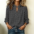 thumbnail image 5 of Tqcoqu Women's Polka Dot Stand Collar Half Placket Blouse Long Sleeve Loose Casual Office Long Shirt, 5 of 8