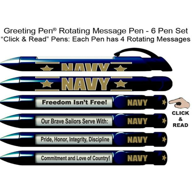 Greeting Pen 36565 Marine Militaire Greeting Pen avec des Messages Rotatifs&44; Pack de 6