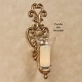 thumbnail image 2 of Asciano Classic Metal Wall Sconce Pair, Includes Clear Glass Hurricanes, Aged Gold Finish, 2 of 5