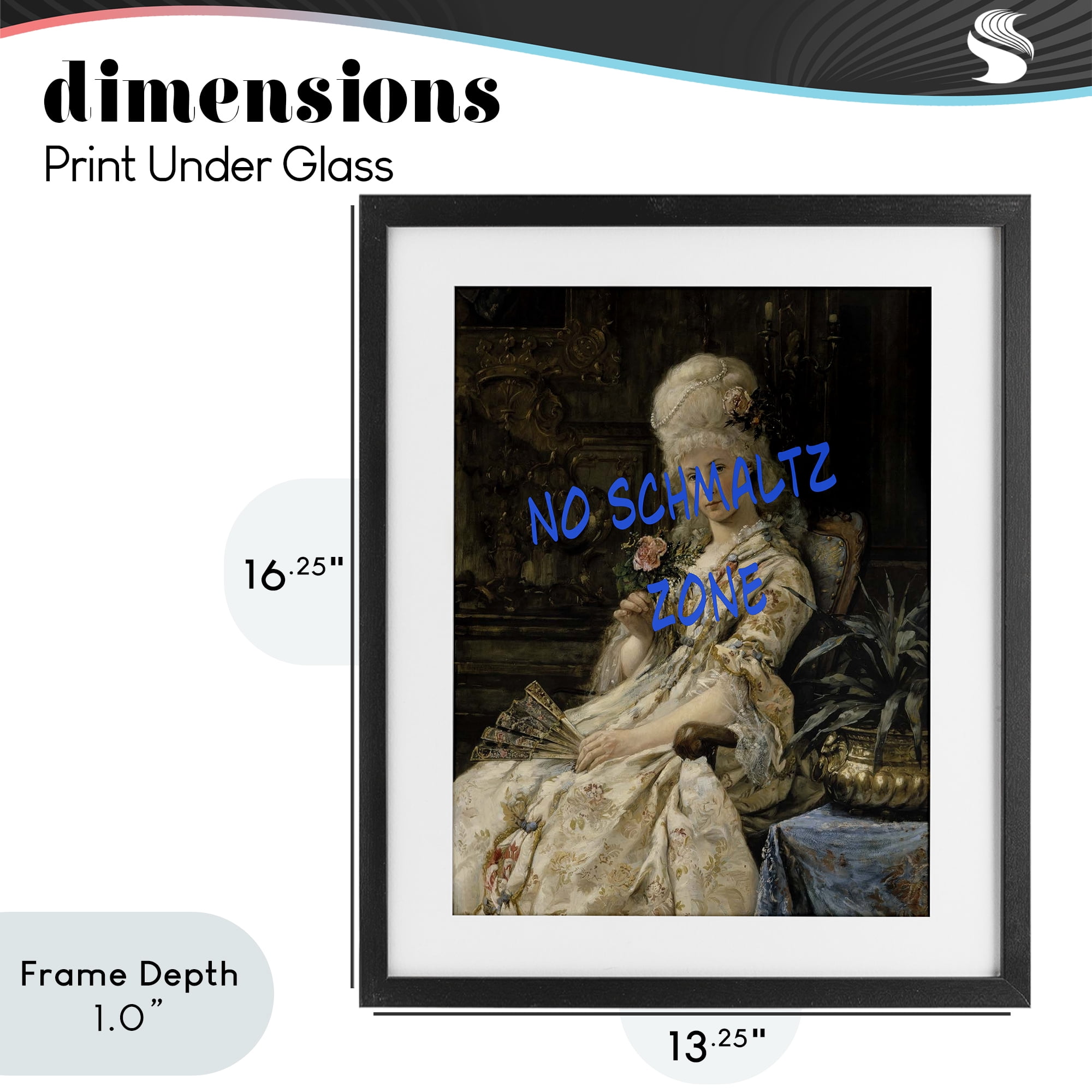 Stupell Industries Iconic No Schmaltz Zone Black Framed Print Under Glass, design by Grotto Studios