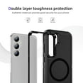 thumbnail image 3 of for Samsung Galaxy S25 Case,[Built-in Invisible Kickstand],Compatible with MagSafe,Military-Grade Drop Protection Double Layer Shockproof Slim Translucent Matte Phone Case,Black+Black, 3 of 7