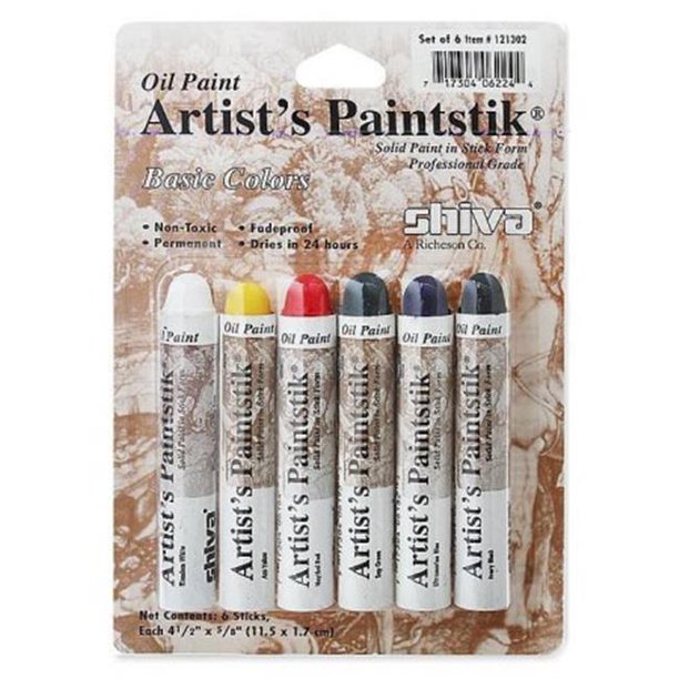 Shiva Artist's Paintstik Oil Colors Basic Color Set, Set of 6