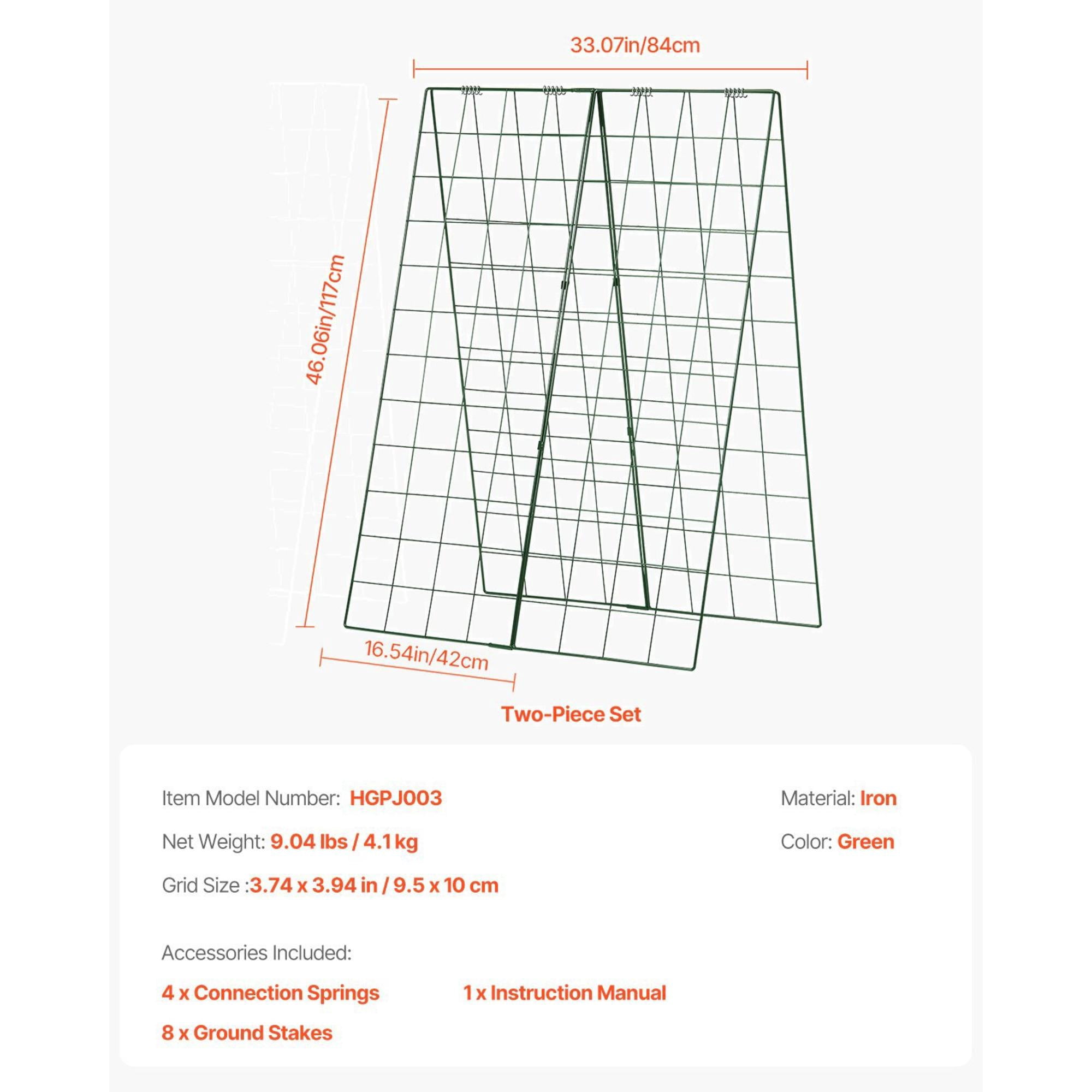 46" Foldable A-Frame Cucumber Trellis, Metal Garden Climbing Plant Support for Raised Beds, Tomatoes, Squash, and Vegetables