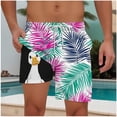 thumbnail image 2 of Taqqpue Men's Swim Trunks Hawaiian Bathing Mesh Lining Suit Swimsuits Casual Summer Elastic Waist Drawstring Beach Shorts with Compression Liner, 2 of 5