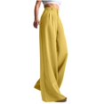 thumbnail image 7 of Women Wide Leg Dress Pants High Waist Elastic Back Business Casual Flowy Work Trousers Office Palazzo with Pockets Yellow, 7 of 7