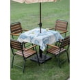 thumbnail image 4 of Outdoor Tablecloth with Umbrella Hole for Patio/Picnic/Party/Camping, Blue Ombre Hot Air Balloon Waterproof Table Cloth Square Cover Washable, Modern Balloon Float Clouds (54"x 54"), 4 of 8