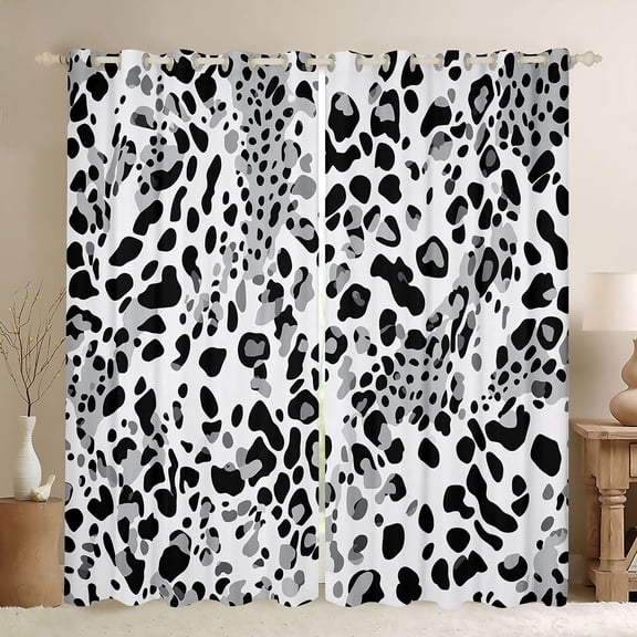 Erosebridal Teens Abstract Leopard Print Black Out Curtains,Vintage Cheetah Print Curtains Pack of 2 (42x63 Each) For Adults