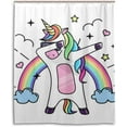 thumbnail image 2 of Coolnut Fantasy Dabbing Horse Unicorn Bath Shower Curtain Liners 60x72in 100% Polyester Waterproof Bath Curtain with Hooks, 2 of 6