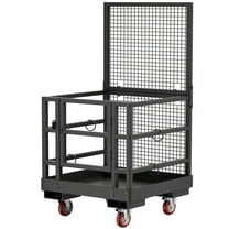 Heavy Duty Forklift Platform 35.8x35.8 Inches - 1400LB Capacity Collapsible Safety Platform with Anti-Slip Surface, Waterproof Black Finish for Warehouse and Construction Use