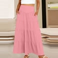 thumbnail image 2 of GUACER Women's High Waisted Tiered Maxi Skirt with Pockets Boho A-Line Flowy Long Skirt Lightweight Summer Swing Skirts, 2 of 8
