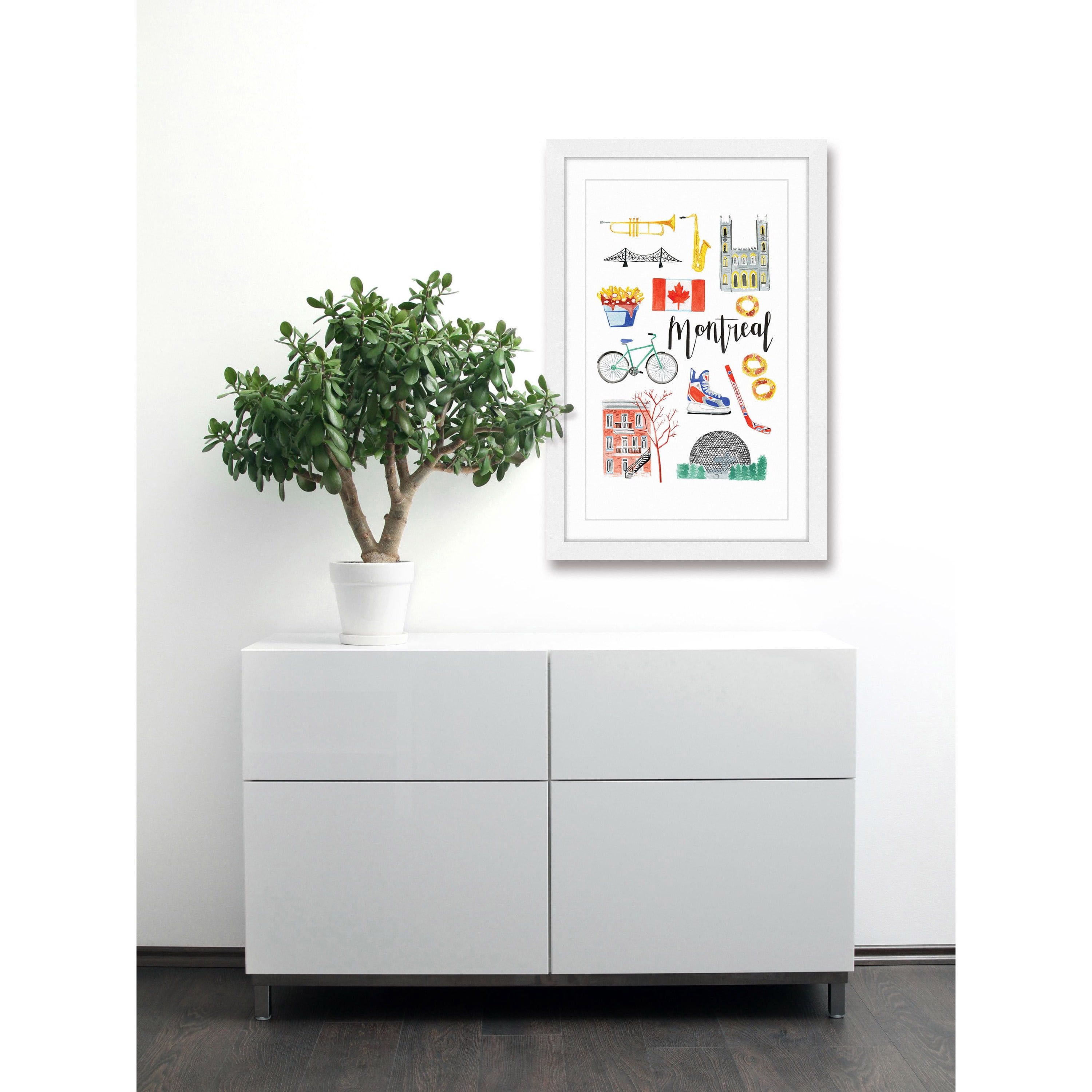 Marmont Hill "Montreal Icons" By Molly Rosner Framed Painting Art Print, 30.0" x 1.5"