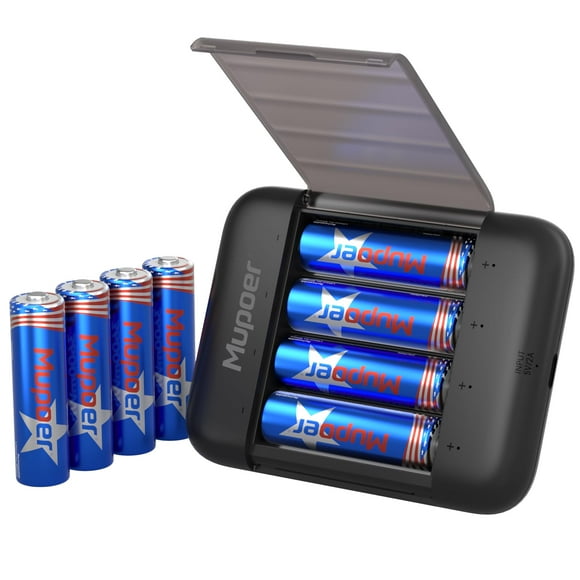 Pilas de litio AA recargables Mupoer 8x 1.5V 3600mAh