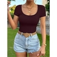 thumbnail image 5 of MOYIKO Scoop Neck Short Sleeve Shirts for Women Fitted Tops Tee,Size Small, 5 of 6