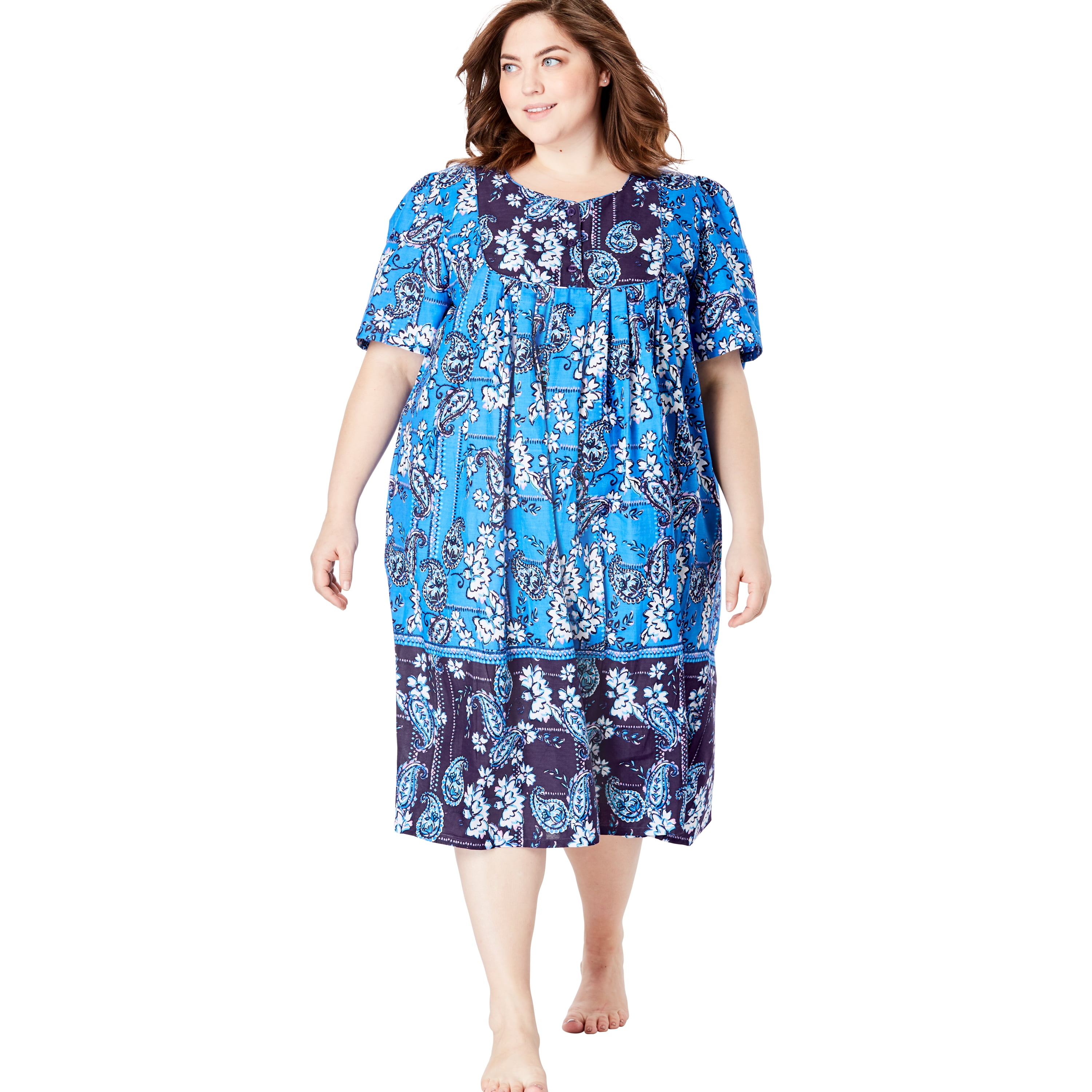 Only Necessities Plus Size Mixed Print Short Lounger Nightgown only-necessities-plus-size-mixed-print-short-lounger-nightgown