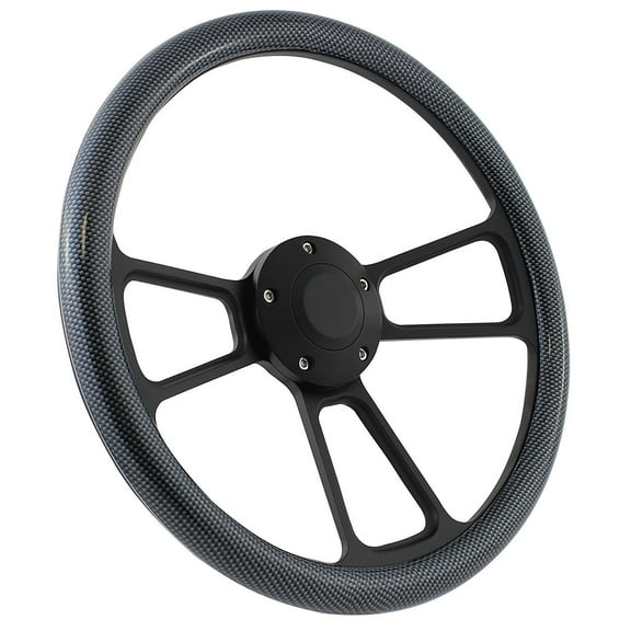 58-63.5 All Ford (excl. T-Bird, Falcon, Comet) Steering Wheel Kit 14" Black Muscle Steering Wheel Carbon Fiber Hydrodip Half Wrap