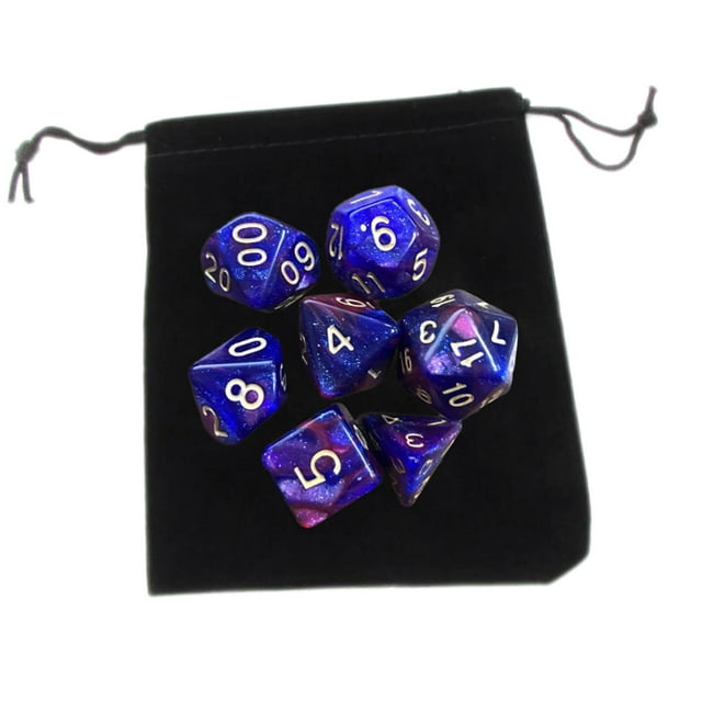 Dados de juego de mesa Acrílicos D10 D4 D12 Con Bolsa de Almacenamiento Sunnimix Azul