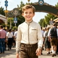 thumbnail image 2 of JAJAHO Dress Shirts For Boy Button Down Shirt Long Sleeve Striped Patchwork Stand Collar Blouses School Uniform Wear 2-14Y Versatile Tops, 2 of 4