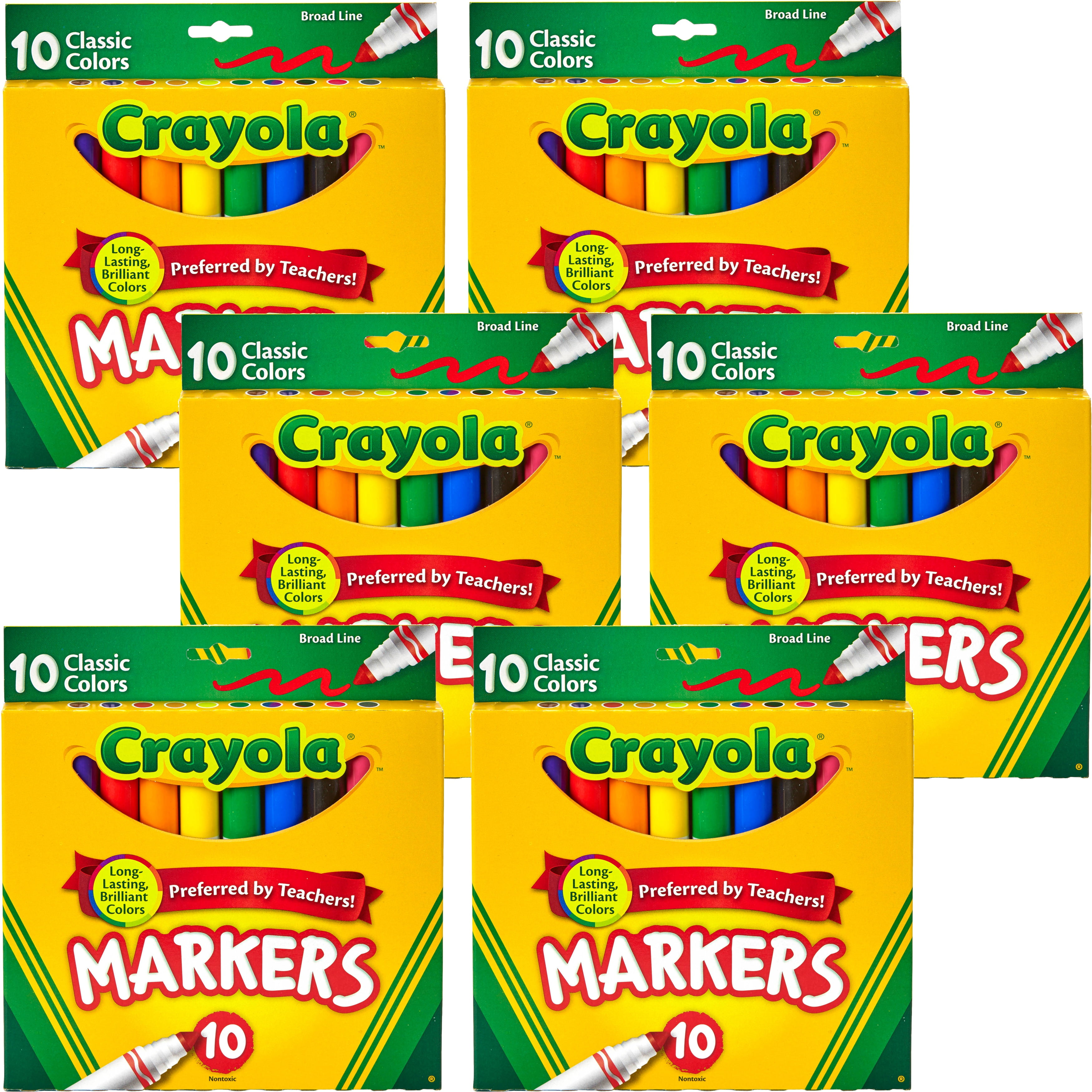 Crayola Broad Line MarkersClassic Colors 10 CountMultipack Of 6