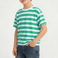 thumbnail image 5 of OGLCCG Boys Striped T Shirts Kids Fashion Crewneck Short Sleeve Loose Summer Tees Tops Classic Casual Cotton Tshirts 1-14 Years, 5 of 6